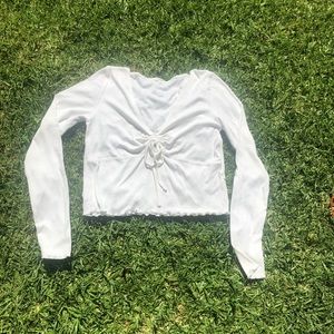 white garage front tie top